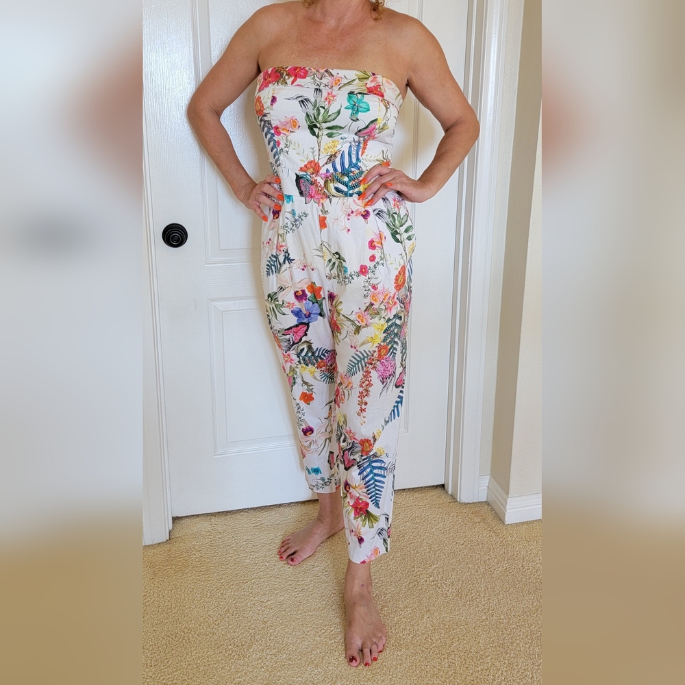Imperial Tropical Print Jumpsuit made in Italy, Cotton, Size Large